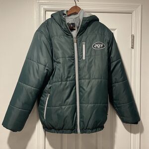 New York Jets NFL PRO LINE Winter Jacket Men's Green/Gray Size Small